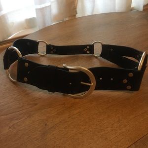 Edgy Black Leather Linea Pelle Belt